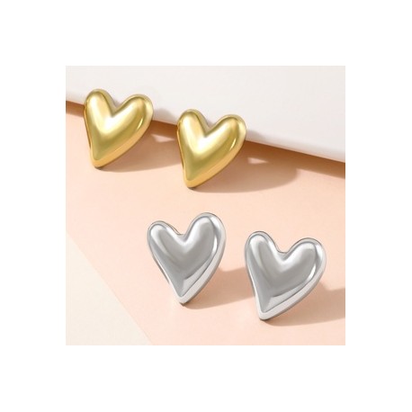 1 Par Estilo IG Estilo Simple Forma De Corazón Enchapado El Plastico Resina Chapado En Oro De 14 Quilates. Pendientes