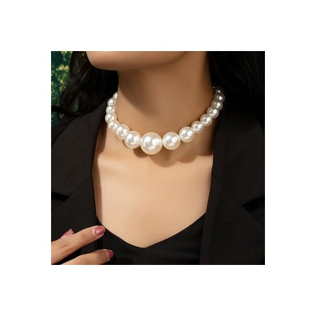 Elegante Ronda Perla De Imitación Con Cuentas Mujeres Collar Colgante