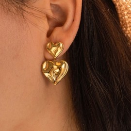 1 Par Retro Forma De Corazón Metal Pendientes De Gota