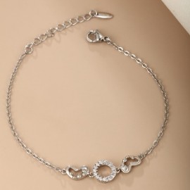 XUPING Estilo Simple Circulo Forma De Corazón Blanco Oro Plateado Diamante Artificial Aleación Venta Al Por Mayor Pulsera