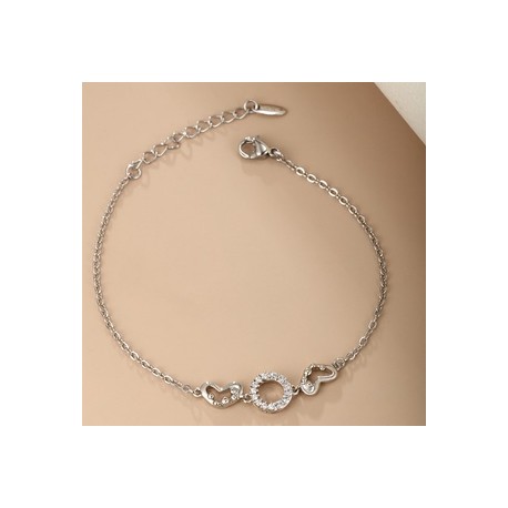 XUPING Estilo Simple Circulo Forma De Corazón Blanco Oro Plateado Diamante Artificial Aleación Venta Al Por Mayor Pulsera