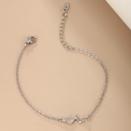 XUPING Estilo Simple Brillante Forma De Corazón Blanco Oro Plateado Diamantes De Imitación Aleación Venta Al Por Mayor Pulsera