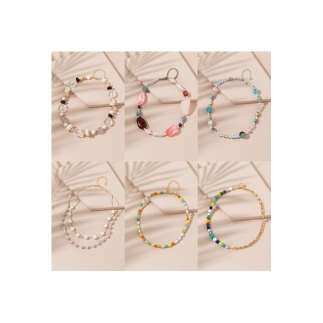 Casual Estilo Simple Vistoso Arílico Vidrio Con Cuentas Cadena Mujeres Pulsera