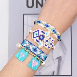 Estilo IG Elegante Lujoso Palma Forma De Corazón Vidrio Tejido De Punto Mujeres Pulsera