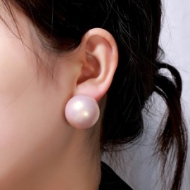 1 Par Estilo Simple Ronda Enchapado Embutido Perla Perla Pendientes