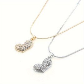 Estilo Simple Brillante Forma De Corazón Aleación Embutido Diamantes De Imitación Mujeres Collar Colgante