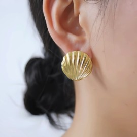 1 Par Estilo Simple Cascarón Enchapado Aleación Chapado En Oro De 18 Quilates. Aretes