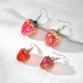 1 Par Casual Lindo Estilo Simple Fruta Resina Pendientes De Gota