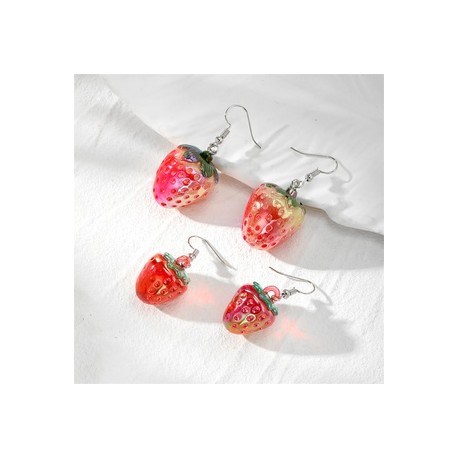 1 Par Casual Lindo Estilo Simple Fruta Resina Pendientes De Gota