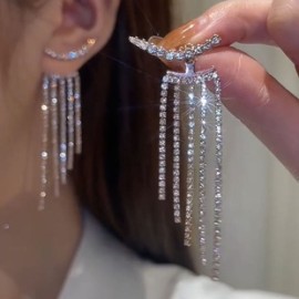 1 Par Estilo francés Brillante Estilo coreano Borla Aleación Pendientes De Gota