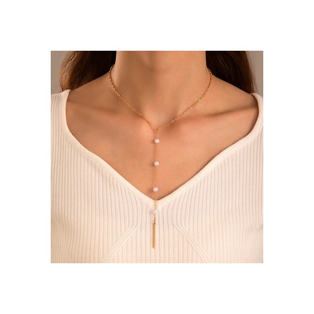 Elegante Estilo Simple Geométrico Aleación Perlas Artificiales Mujeres Collar Colgante