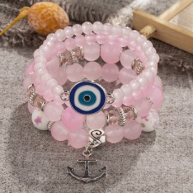 Estilo Vintage Ojo Del Diablo Arílico Aleación Vidrio Venta Al Por Mayor Pulsera