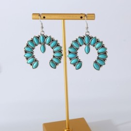 1 Par Estilo Vintage Estilo Simple Estilo Clásico Ojo De Caballo Enchapado Embutido Aleación Turquesa Plateado Pendientes De Go