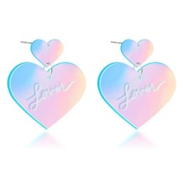 1 Par Estilo IG Letra Forma De Corazón Barniz De Estufa Arílico Pendientes De Gota