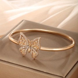 Elegante XUPING Mariposa Aleación Enchapado Embutido Diamante Artificial Chapado En Oro De 18 Quilates. Mujeres Brazalete