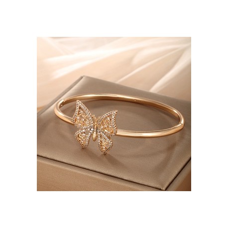 Elegante XUPING Mariposa Aleación Enchapado Embutido Diamante Artificial Chapado En Oro De 18 Quilates. Mujeres Brazalete