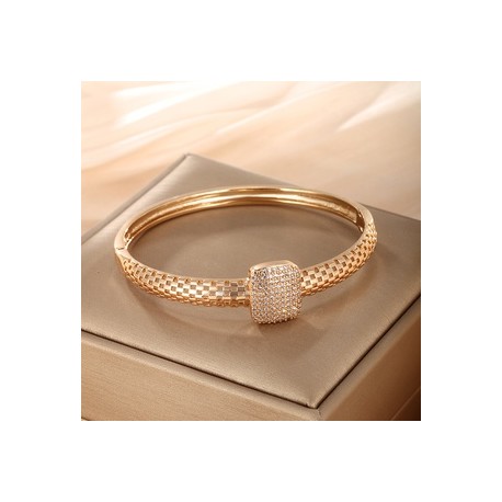 Elegante XUPING Cuadrado Aleación Enchapado Embutido Diamante Artificial Chapado En Oro De 18 Quilates. Mujeres Brazalete