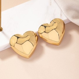 1 Par Estilo Simple Forma De Corazón Enchapado Aleación Chapado En Oro Pendientes