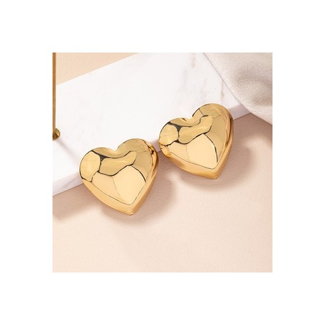 1 Par Estilo Simple Forma De Corazón Enchapado Aleación Chapado En Oro Pendientes