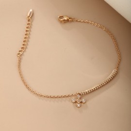 Elegante XUPING Estilo Simple Cruzar Aleación Enchapado Embutido Circón Chapado En Oro De 18 Quilates. Mujeres Pulsera