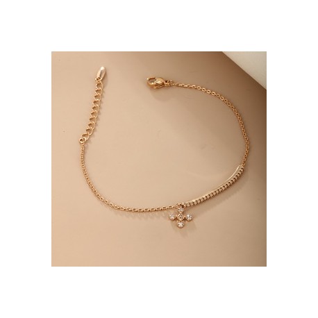 Elegante XUPING Estilo Simple Cruzar Aleación Enchapado Embutido Circón Chapado En Oro De 18 Quilates. Mujeres Pulsera