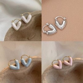 Joyería Al Por Mayor Estilo IG Dulce Forma De Corazón Aleación Enchapado Aretes