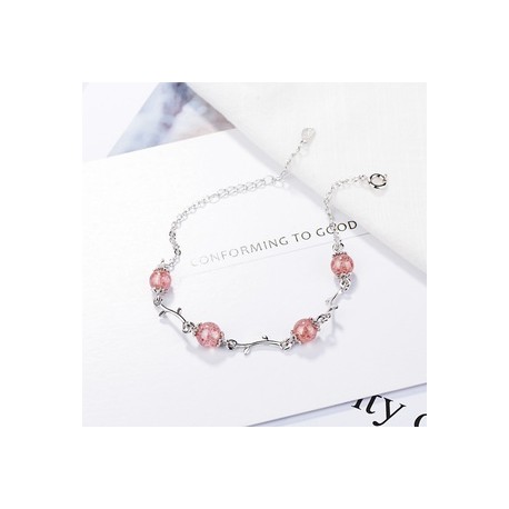 Estilo Simple Hoja Ronda Cristal Con Cuentas Mujeres Pulsera