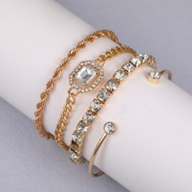 Estilo Simple Brillante Color Sólido Rectángulo Aleación Embutido Diamantes De Imitación Mujeres Pulsera Brazalete