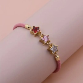 Señora Romántico Brillante Estrella soga Cobre Enchapado Embutido Circón Chapado En Oro De 18 Quilates. Mujeres Pulseras De Cor