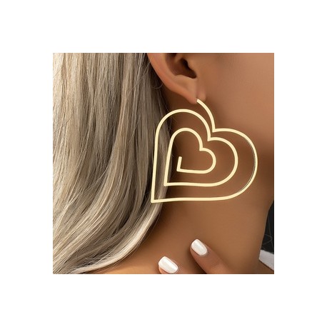 1 Par Estilo Simple Forma De Corazón Enchapado Aleación Chapado En Oro De 14 Quilates. Blanco Oro Plateado Pendientes